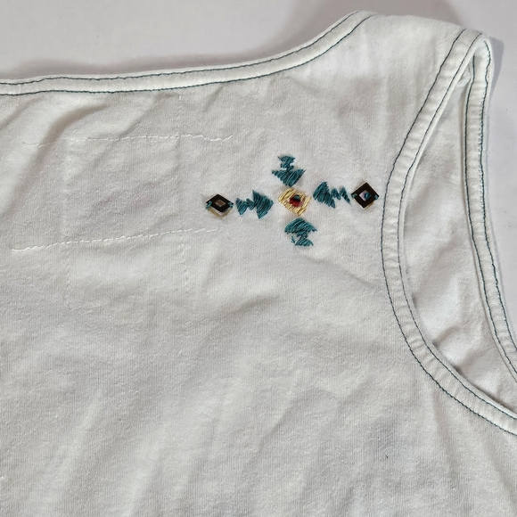 Womens Western Bohemian Tank Top Size XS White Fringe Cowboy Festival Cochella - Picture 12 of 15